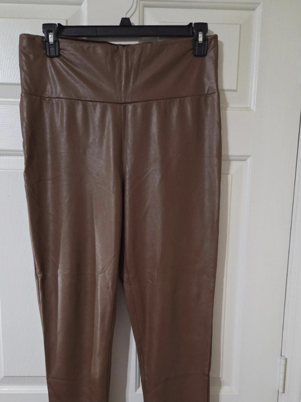3X Faux Leather Leggings — Brown